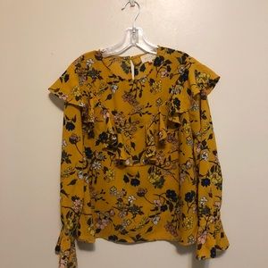Melloday FLORAL RUFFLE SLEEVE BLOUSE